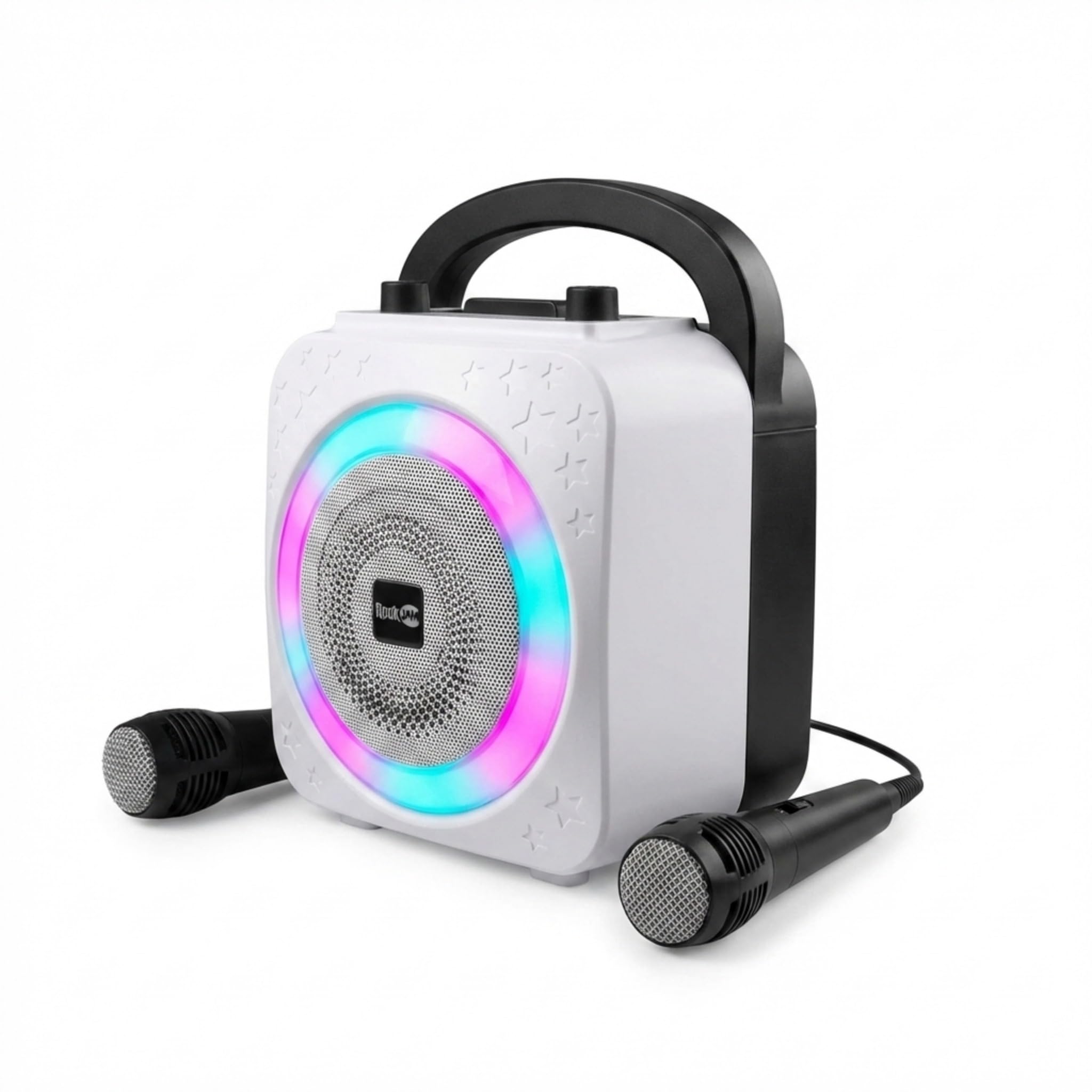 RockJam 10-Watt Rechargeable Bluetooth Karaoke Machine with Two Mics, Lightshow 