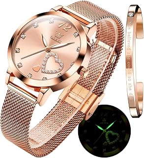 OLEVS Orologio Donna Lusso Oro Rosa Donna Slim Thin Leggero Orologio In Acciaio Inox Mesh Orologi Moda Impermeabile Orologio da Polso Donna,Bracciale Regolabile