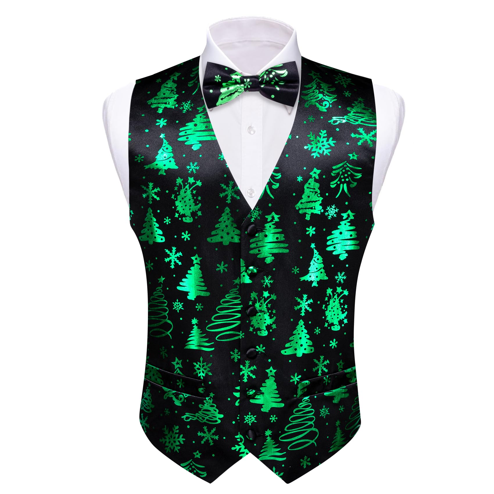 Barry.Wang Men's Paisley Formal Vest Set Jacquard Silk Wedding Vest Set 5 Pieces