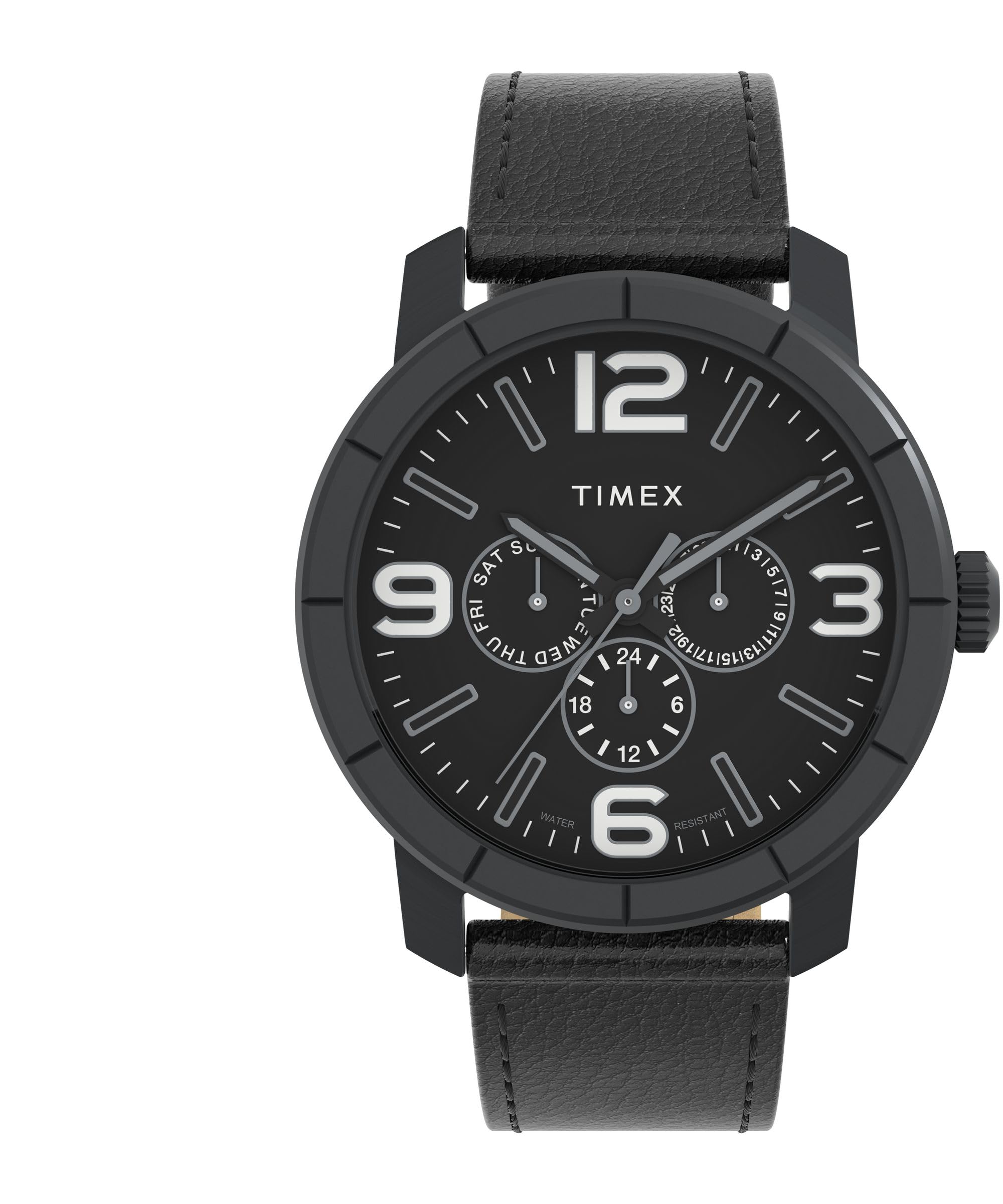 Timex Mod 44mm Black Leather Strap Watch (Model: TW2W719009J)