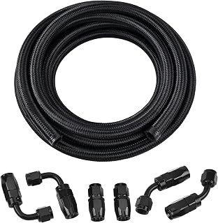 EVIL ENERGY 6AN Fuel Line Kit CPE Nylon Braided AN6 Fuel Hose 10FT Black | 3-Layer Fuel Line Kit, 6 Swivel Fittings, High-Temp Resistant, Compatible with Multiple Fuel Types, Easy Installation