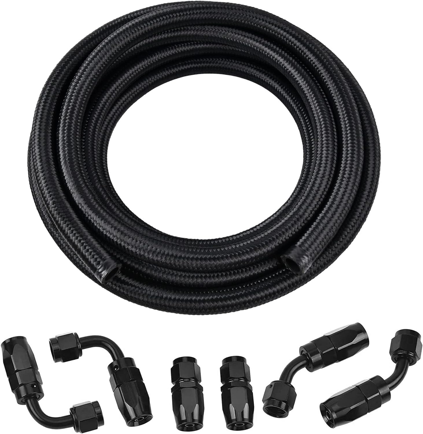 EVIL ENERGY 6AN Fuel Line Kit CPE Nylon Braided AN6 Fuel Hose 10FT Black | 3-Lay