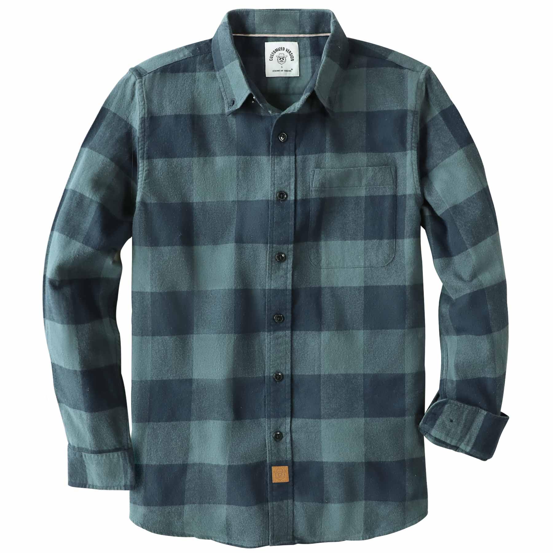 Dubinik® 6 oz Flannel Shirt for Men Cotton Casual Long Sleeve Button Down