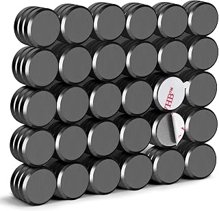 DIYMAG Strong Adhesive Magnets, 90pcs 0.7x0.12in Fridge Magnet | Small Round Black Ceramic Button Neodymium Magnet Heavy Duty for Refrigerator