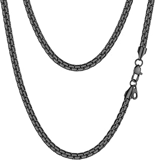 PROSTEEL Stainless Steel Flat Box Link Chain Necklace for Men
