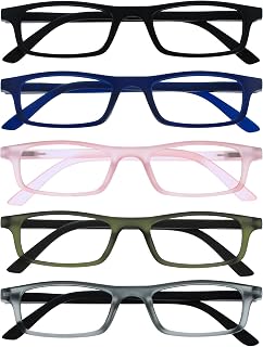 OPULIZE TED Reading Glasses for Men Women - Lightweight Narrow Rectangular Matt Frame - Spring Hinges Multipack