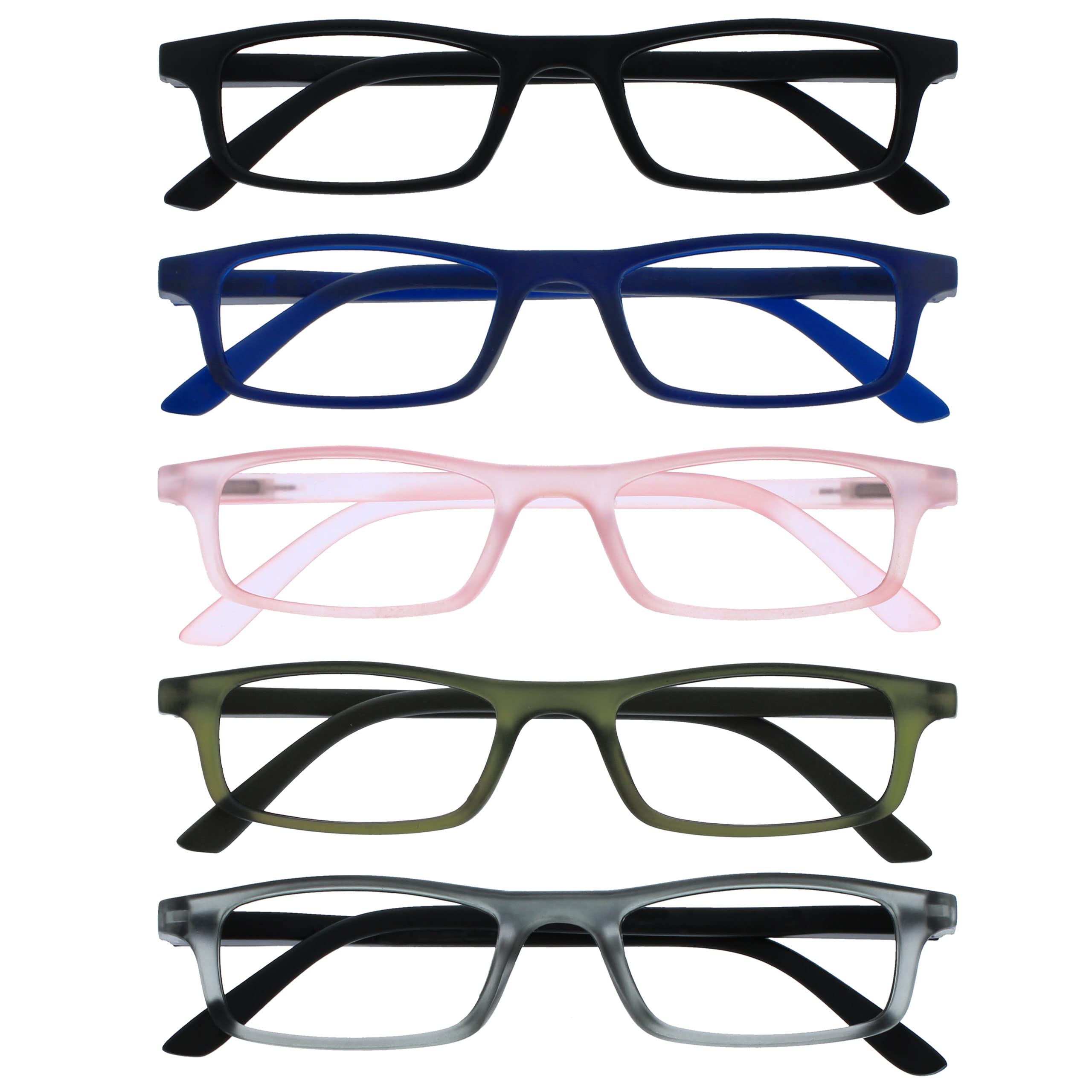 OPULIZE TED Reading Glasses for Men Women - Lightweight Narrow Rectangular Matt 