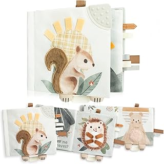 Soft Baby Book with Touch and Feel Pages - Cute Sensory Toy for Babies | For Ages 0-6, 6-12 and 12-18 Months with Mirror and Crinkle Paper - Busy Book for Boy & Girl Showers, Newborn or Infant Gift