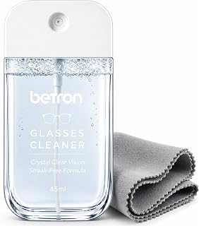 Betron Glasses Cleaner Spray with Reusable Microfibre Lens Wipe | Streak-Free Lens Cleaner for Eyeglasses & Sunglasses, 45ml