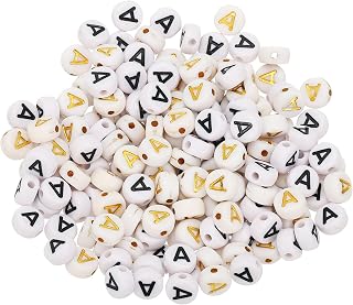Generic 200pcs Acrylic Beads 4x7mm White Round Alphabet Letter A Beads Alphabet Spacer Beads for Jewelry Making Bracelet Necklace