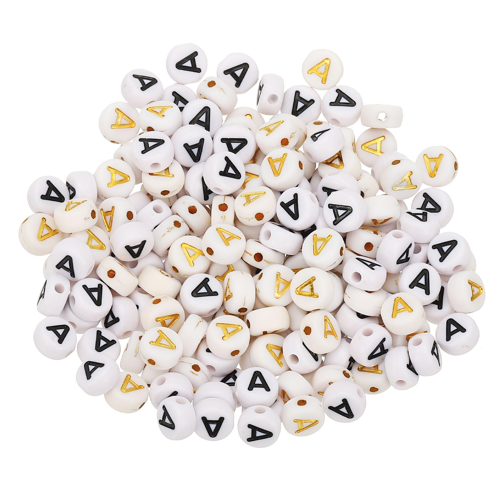 Generic 200pcs Acrylic Beads 4x7mm White Round Alphabet Letter A Beads Alphabet 