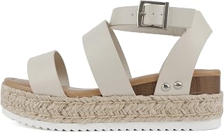 Soda Bryce Espadrille Wedge Sandal with Open Toe Buckle and Ankle Strap