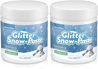 ElectricWise Glitter Snow Paste, Non Toxic Non Yellowing Snow Paste, Fluffy Crafting Glue with Sparkling Finish, Ideal for Glass Cardboard Wood Foam &amp; All Decor Crafts(2 Pack,17oz)