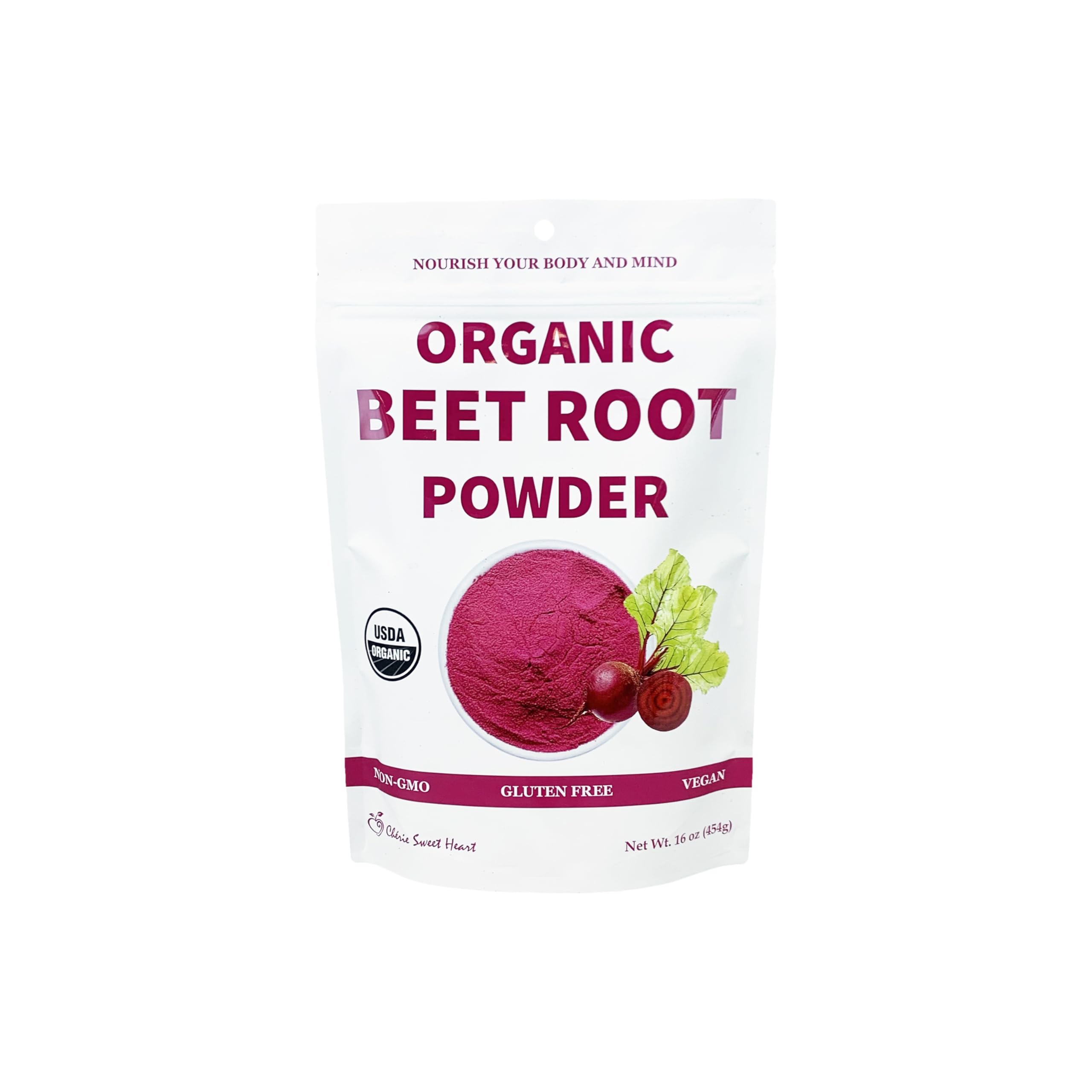 Chérie Sweet Heart Organic Beet Root Powder – Raw, Non-GMO, 1 LB – Natural Energ