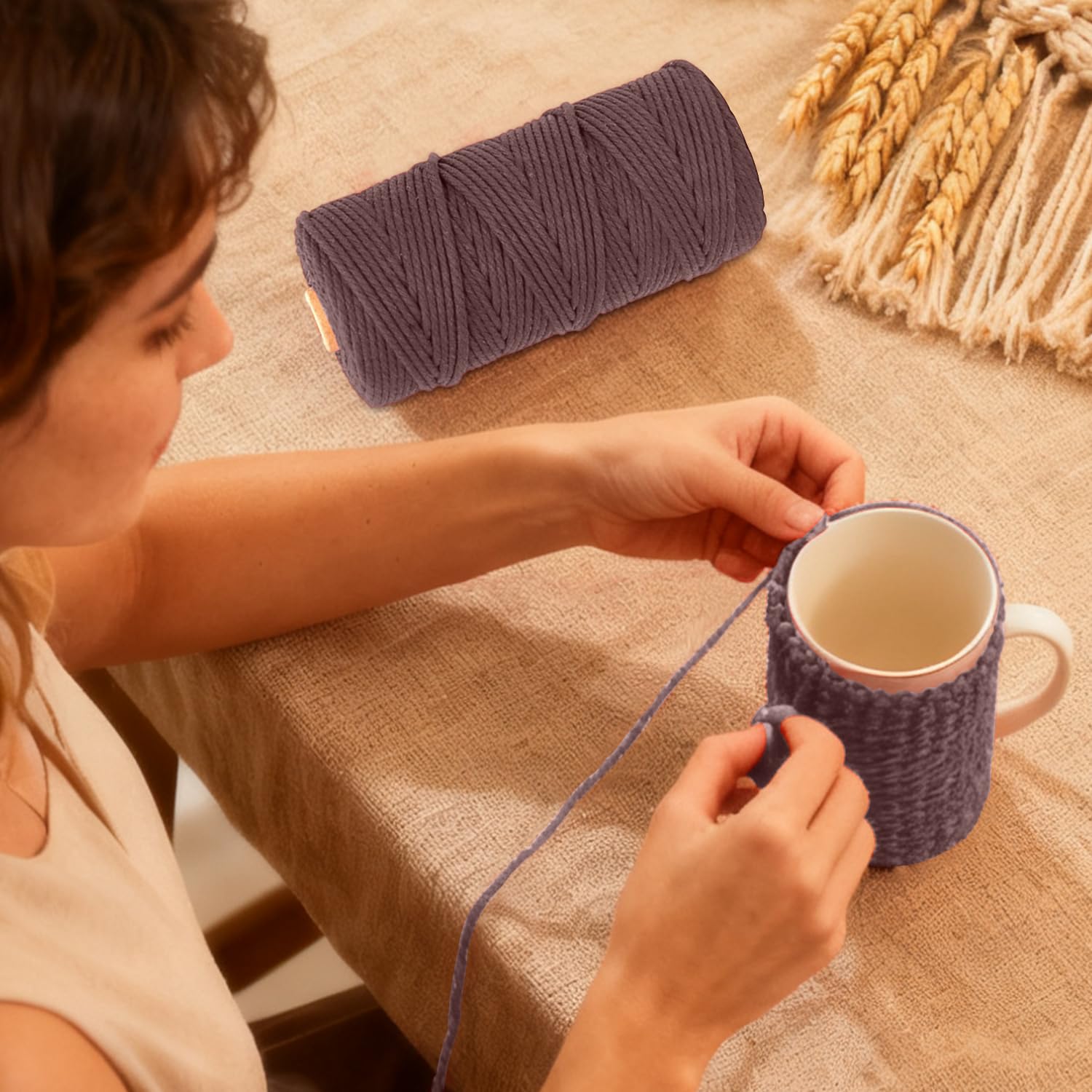 Cotton Yarn, Soft Rope Craft for Macrame Making, DIY Projects, Knitting and More