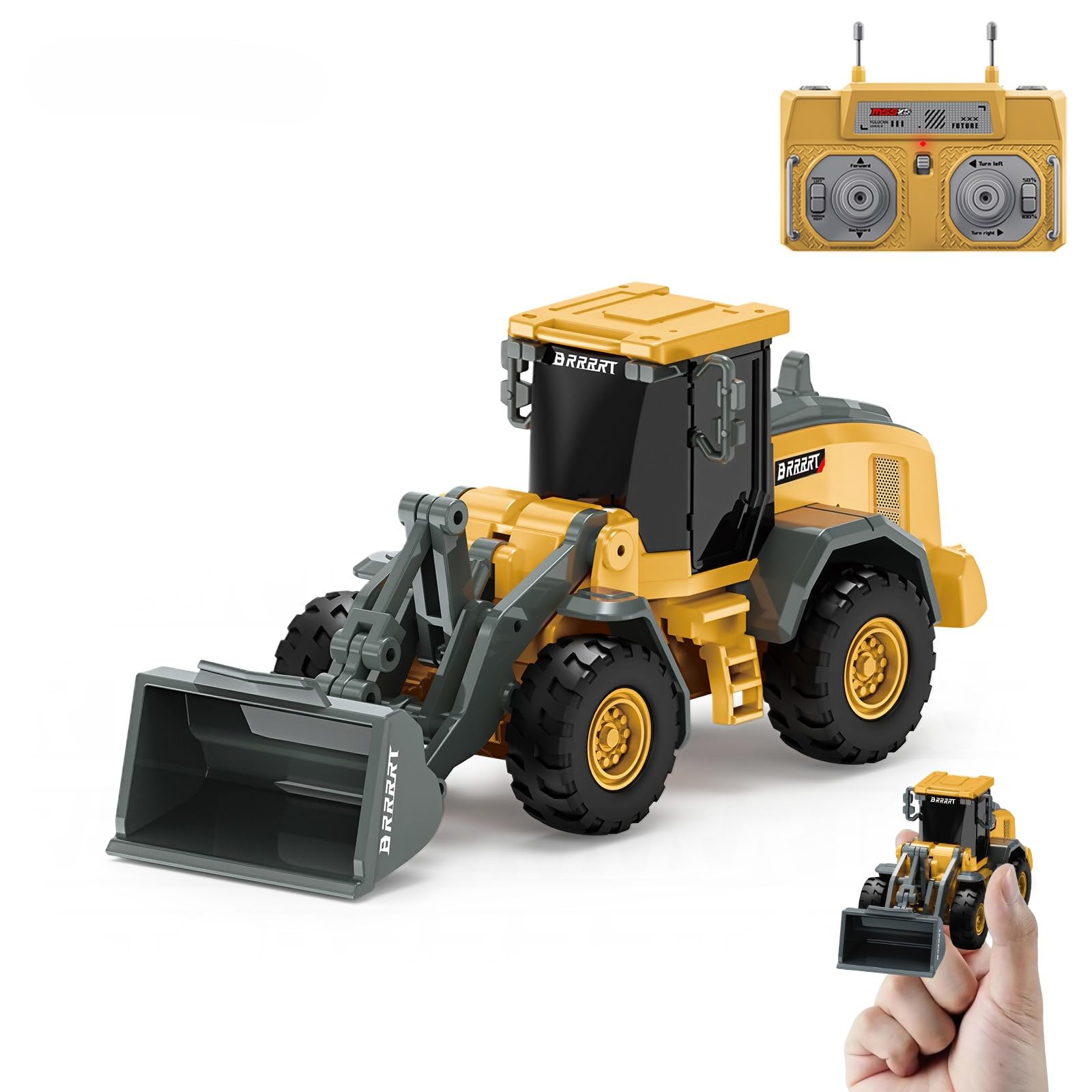 BRRRRT 1/64 RC Bulldozer Toy,Full Proportion RC Construction Vehicles Supports P