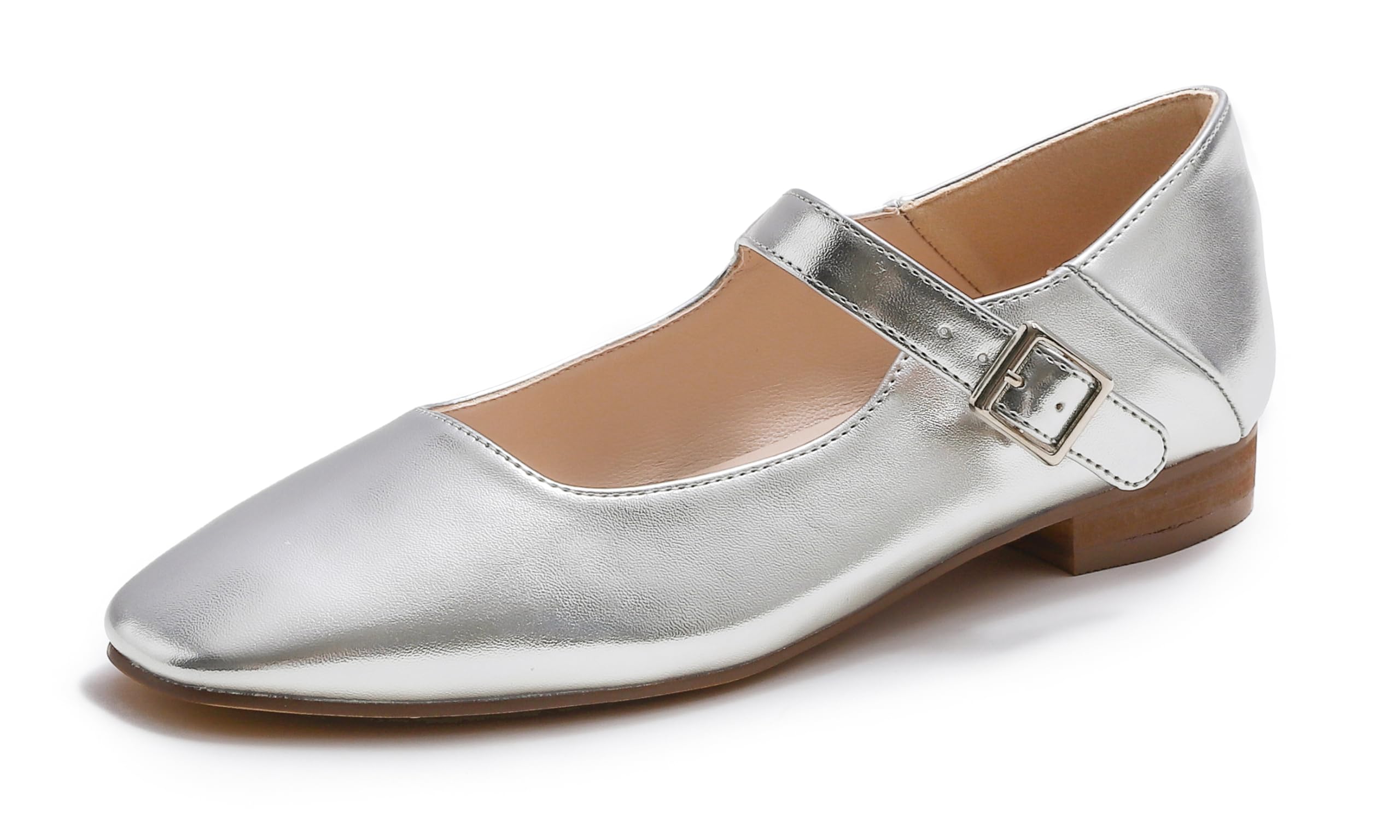 Feversole Women's Square Toe Mary Jane Fashion, Square Toe Easy Buckle Low Heel 