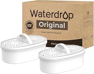 [Original] Waterdrop PF-01A Water Filter for Waterdrop Jug, 3 Months Each | Each Filter Lasts Up to 3 Months or 200 Gallons, NSF Certified, Reduces Lead, PFAS, PFOA/PFOS, Chlorine, 2 Pack