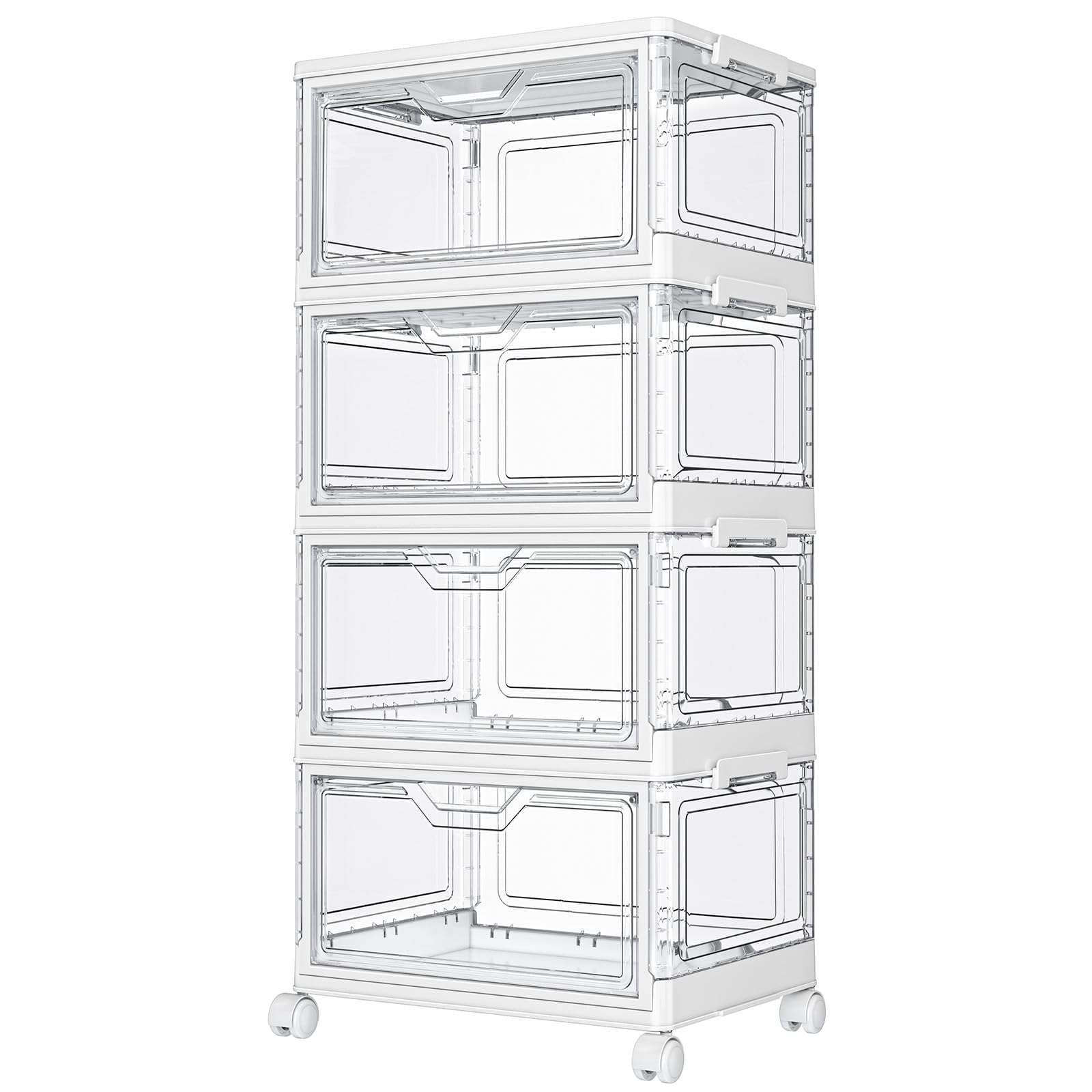 Kmiectse Clear Storage Bins with Lids - 4 Tier 23qt Plastic Stackable Bins | Clo