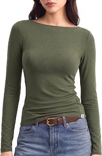 Cozy Embrace Collection Women's Long Sleeve Boat Neck Merino Wool Blend Shirts