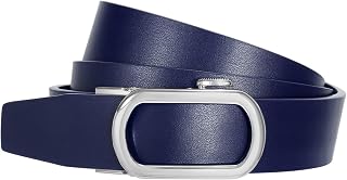 SUOSDEY Women Ratchet Leather Belt for Jeans Pants with Gold/Silver Sliding Buckle, Automatic Ladies Dress Belt 1.2” Width