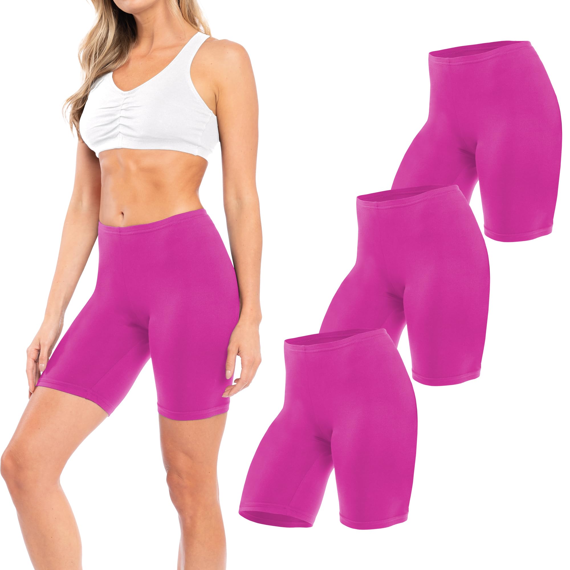 Sexy Basics Women's Cotton Stretch Active Slip Shorts | 3 Pack & 6 Pack Boy Shor