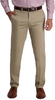 Haggar Khaki Pants Iron Free Premium Khaki Straight Fit Flat Front Flex Waist Casual Pants Men's