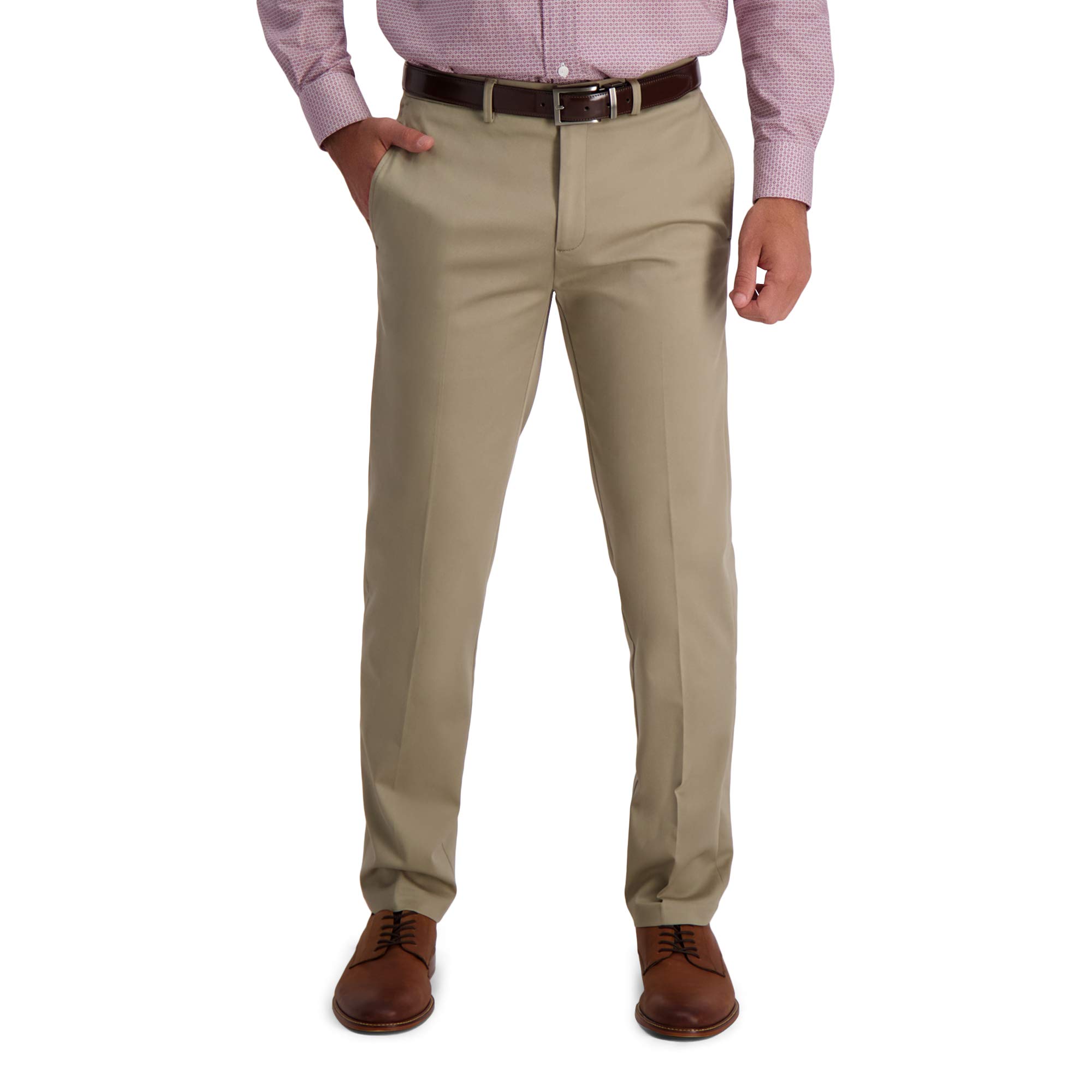 Haggar Khaki Pants Iron Free Premium Khaki Straight Fit Flat Front Flex Waist Ca