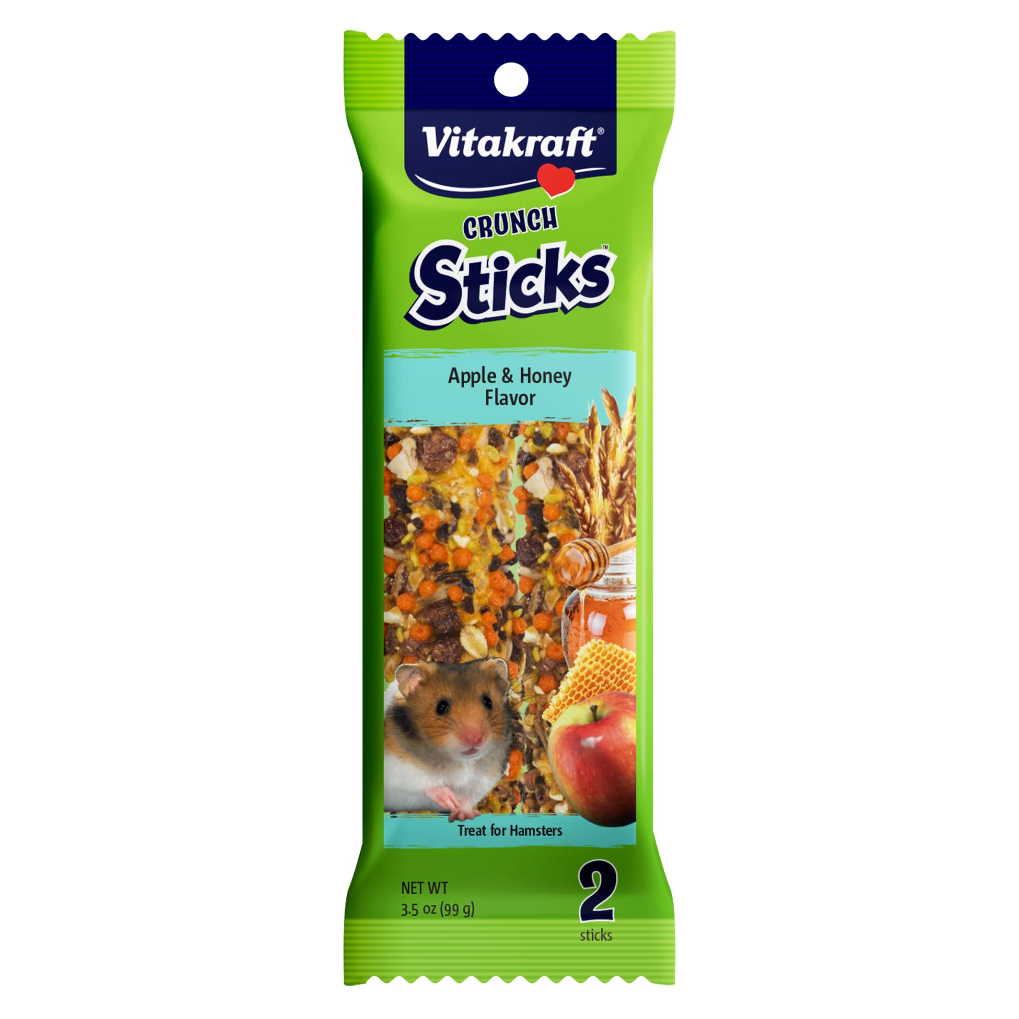 Vitakraft Crunch Sticks Hamster Treat Apple & Honey Flavor - 2 Sticks | Real Dri