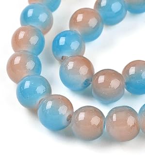 100pcs Glass Beads for Jewelry Making, 8mm Round Glass Beads Deep Sky Blue Round Spacer Beads for DIY Earrings Necklace Bracelet Supplies