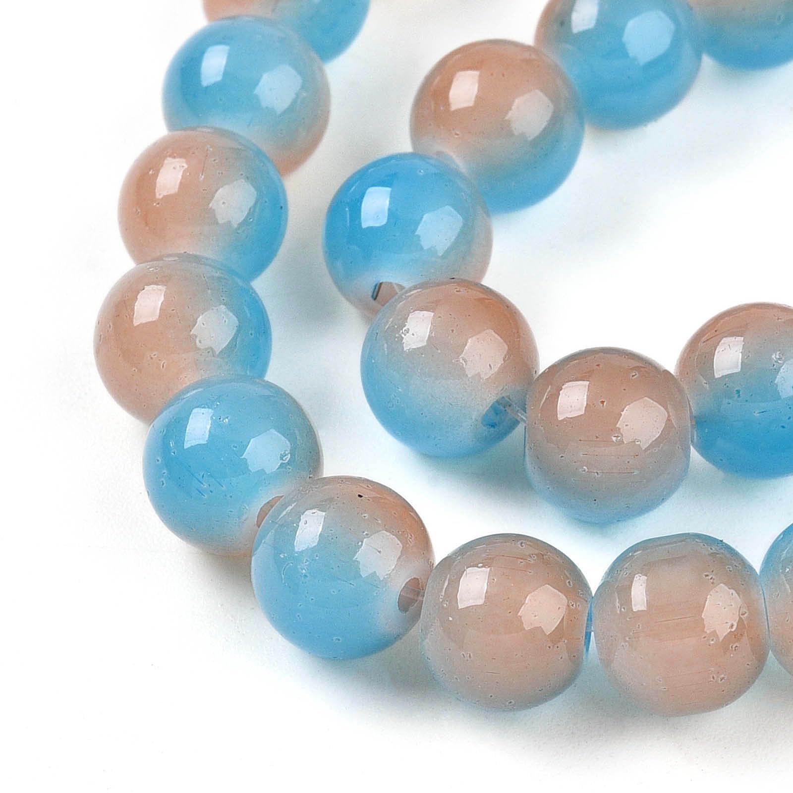 100pcs Glass Beads for Jewelry Making, 8mm Round Glass Beads Deep Sky Blue Round