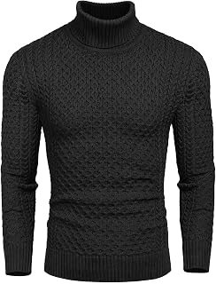 COOFANDY Men's Slim Fit Turtleneck Sweater Casual Knitted Pullover Sweaters