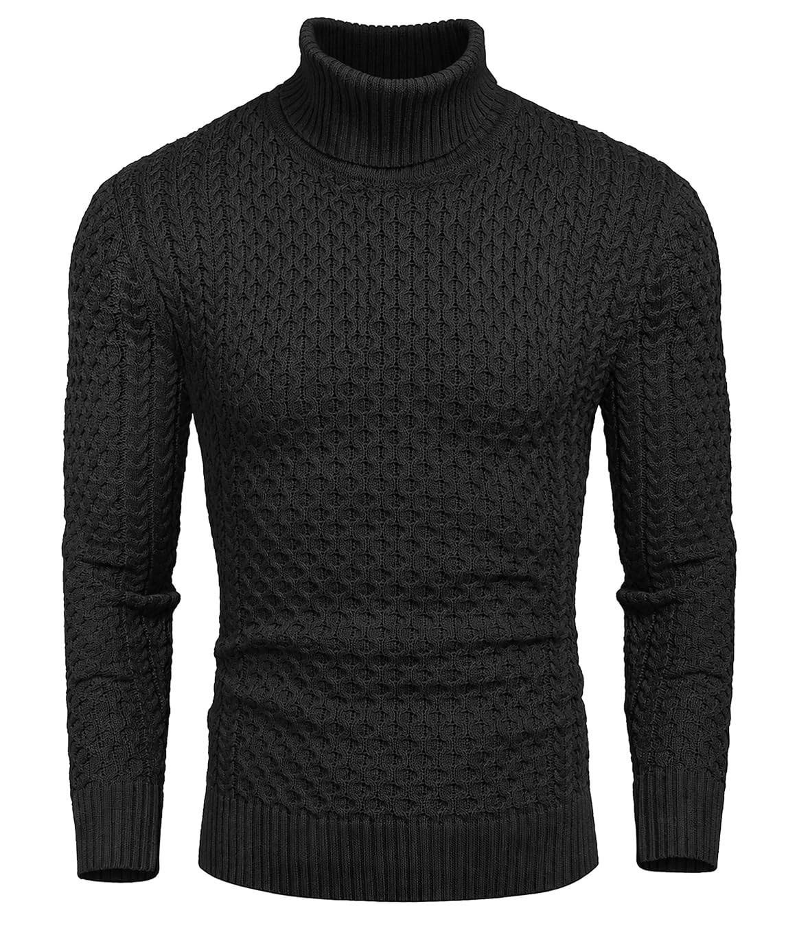 COOFANDY Men's Slim Fit Turtleneck Sweater Casual Cotton Knitted Pullover