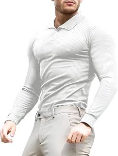 Lehmanlin Men's Long-Sleeved Short-Sleeved Sports T-Shirt, Elastic V-Neck, Muscle Fit, Casual Underwear