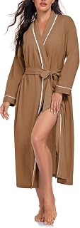 EA'S SECRET 100% Cotton Robes for Women Lightweight Long Kimono Bathrobe Soft Ladies Loungewear with Pockets