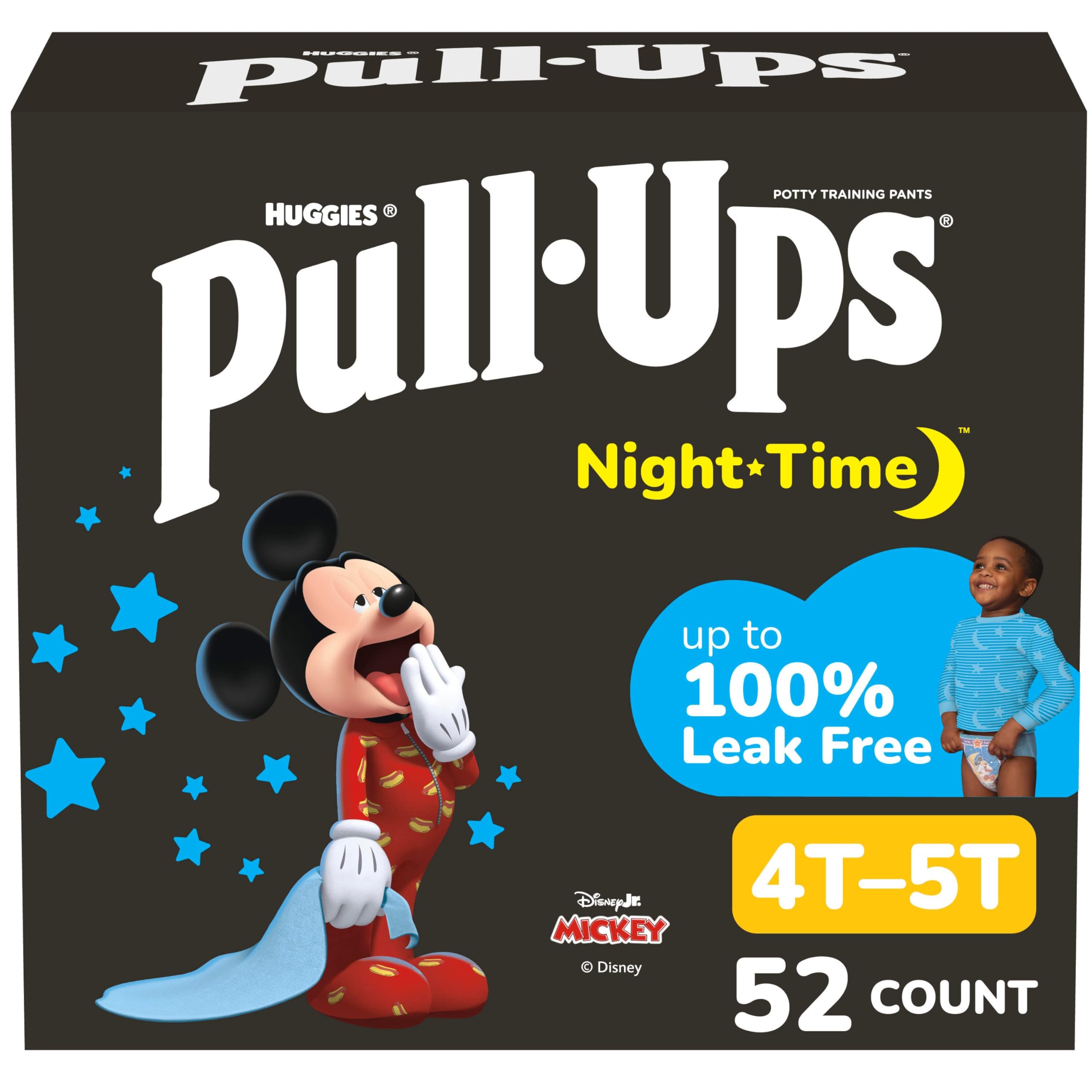 Pull-Ups Boys' Night-Time Potty Training Pants, 4T-5T (38-50 lbs), 52 Ct | Up to