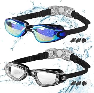 COOLOO Kids Swimming Goggles for Age 3-16, 2 Packs Anti-Fog Swim Goggles | for Girls Boys Children Teens, No Leaking, Waterproof, Anti-UV