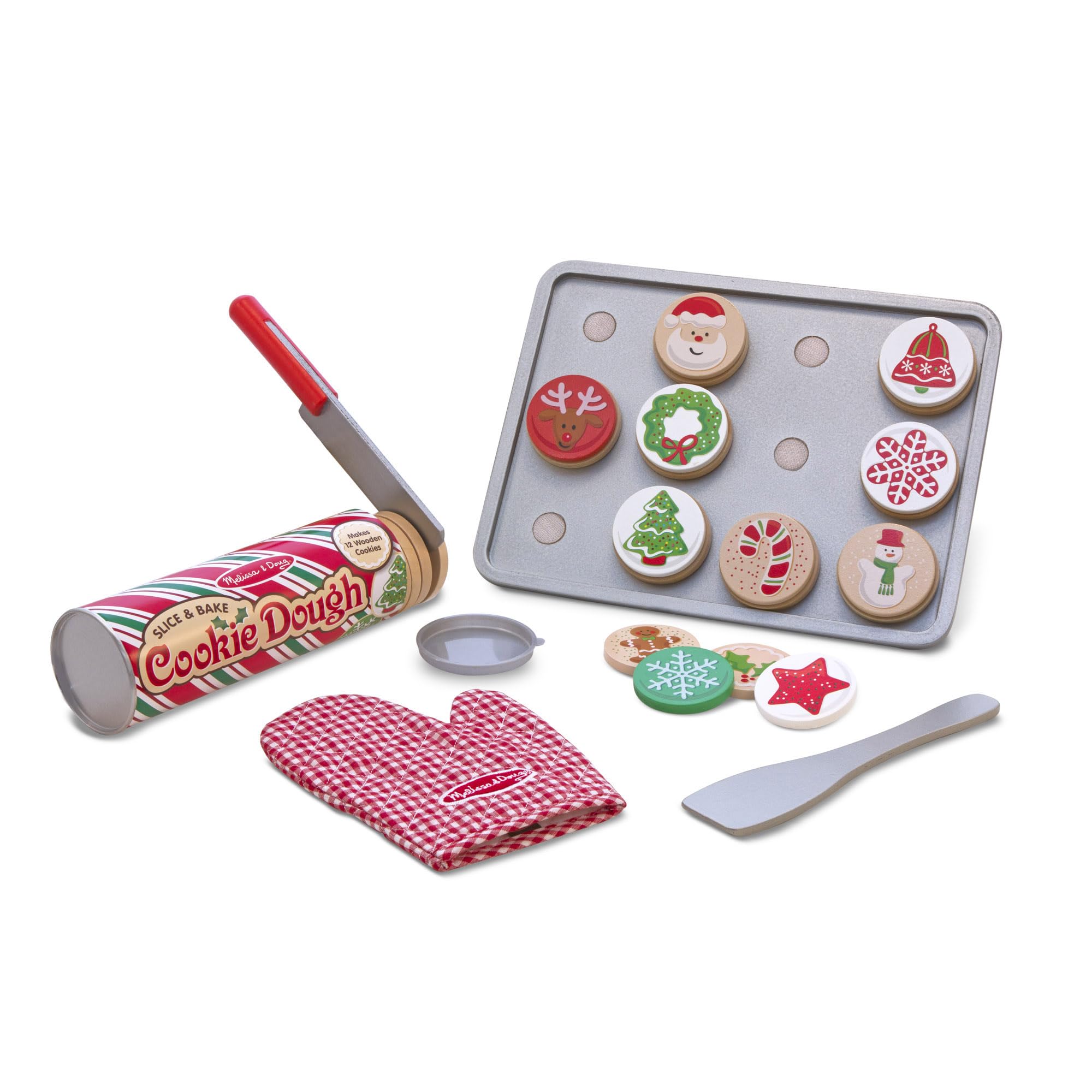 Melissa & Doug Slice & Bake Christmas Wooden Cookie Play Set | 28 Pieces, 12 Woo