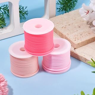2mm Rubber Cord Cord 16M Cord Cord Cord for Knitting Barber Shop with 1mm Hole for Bracelet Jewelry Making DIY Crafts (Pink)