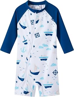UMELOK Baby Boys Swimsuit Full Zip Rashguard UPF 50+ Infant Bathing Suit