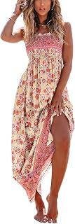 CUPSHE, Women's Summer Floral Smocked Maxi Dress Sleeveless Ruched