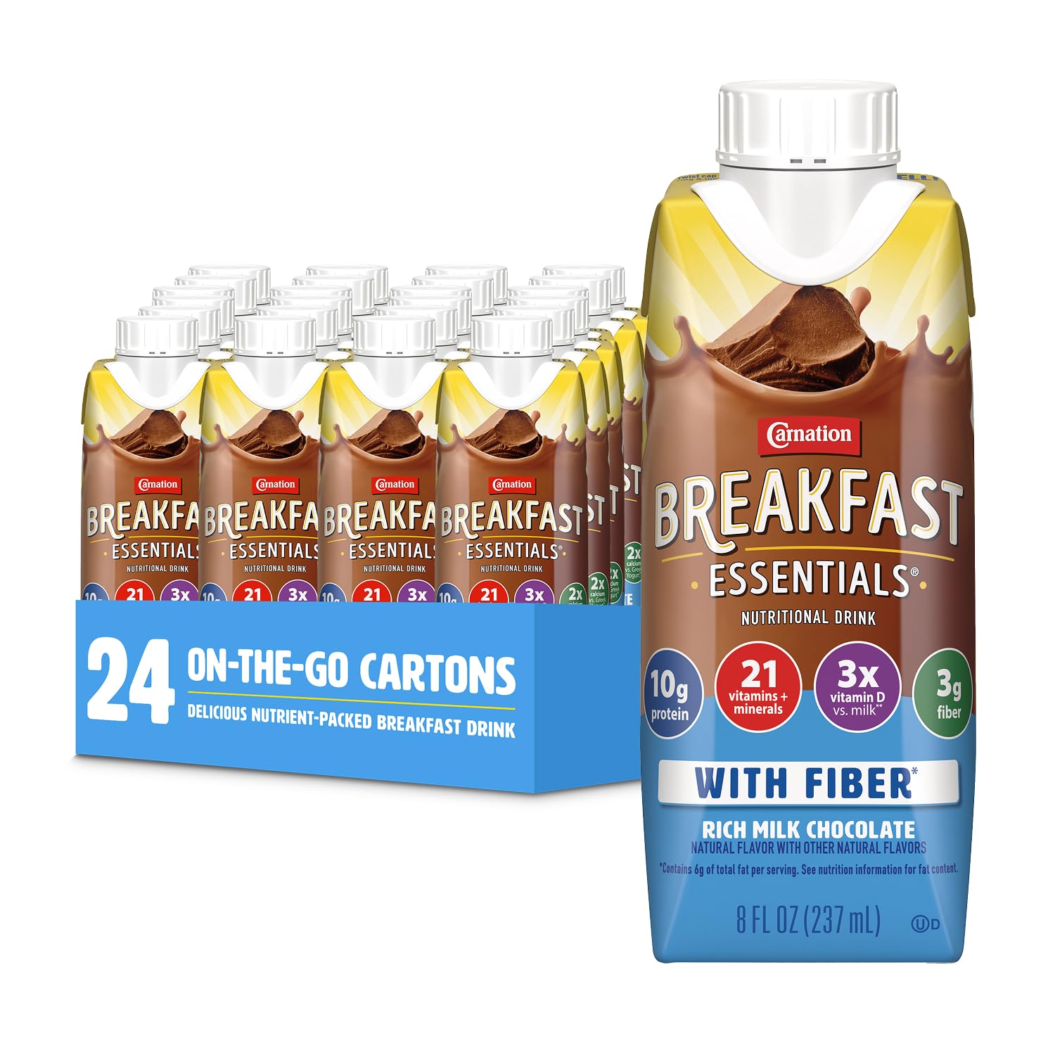 Carnation Breakfast Essentials Original Nutritional Drink with Fiber | Rich Milk