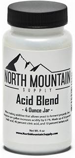 North Mountain Supply Food Grade Acid Blend for Winemaking - 4 oz Jar | 4 oz food grade acid blend of malic, citric and tartaric acid. One teaspoon per gallon increases acidity by 0.1%