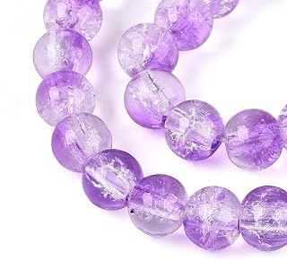 About 133pcs 6mm Crackle Glass Beads for Jewelry Making Dark Purple Round Glass Loose Beads Bakery Painted Crackle Beads for DIY Crafts Bracelets Earrings