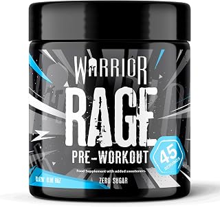 Warrior Rage Pre Workout Powder 392g High Strength Energy Supplement | Pre Workout Powder, 45 Servings, 300mg Caffeine, Beta-Alanine, Creatine & BCAA, Taurine, Citrulline & AAKG (Blazin' Blue Raz)