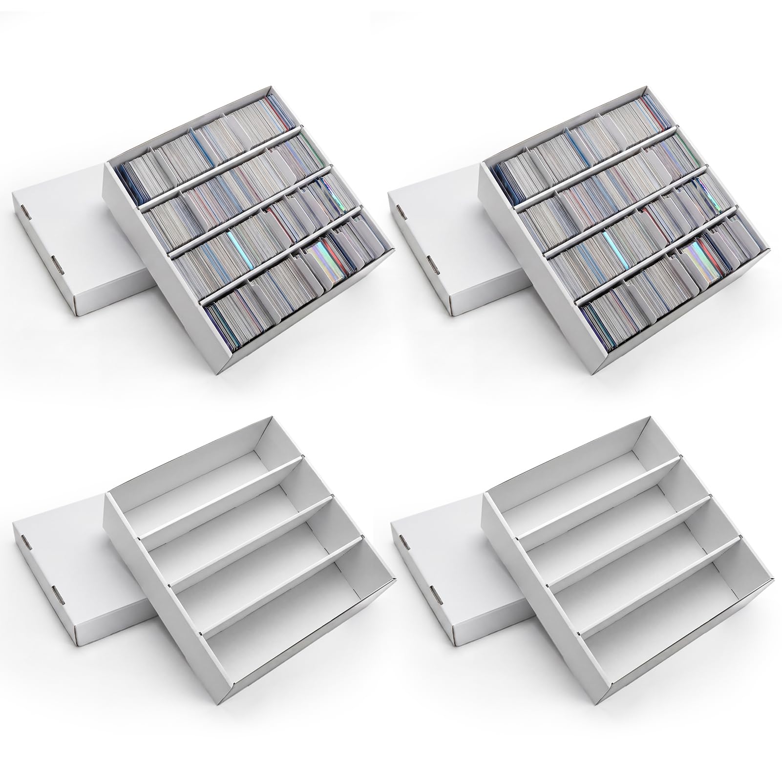 RLAVBL 4 Pack Trading Card Storage Box, 3600 Count Cardboard Card Boxes | 64 Div