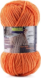 Baby Blanket Yarn for Crocheting - Soft Velvet Fluffy Chenille Yarn for Knitting Amigurumi Making Scarves, Doll - 100g/3.5oz 131 Yards Thick Plush Yarns (1, Orange)