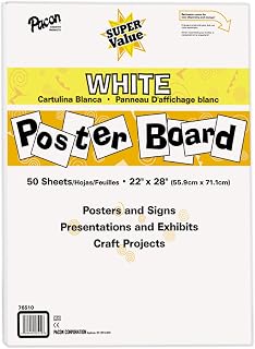 Pacon Super Value Poster Board, Uncoated, 22" x 28", White, 50 Sheets | Great for arts, crafts, displays, presentations and classroom projects