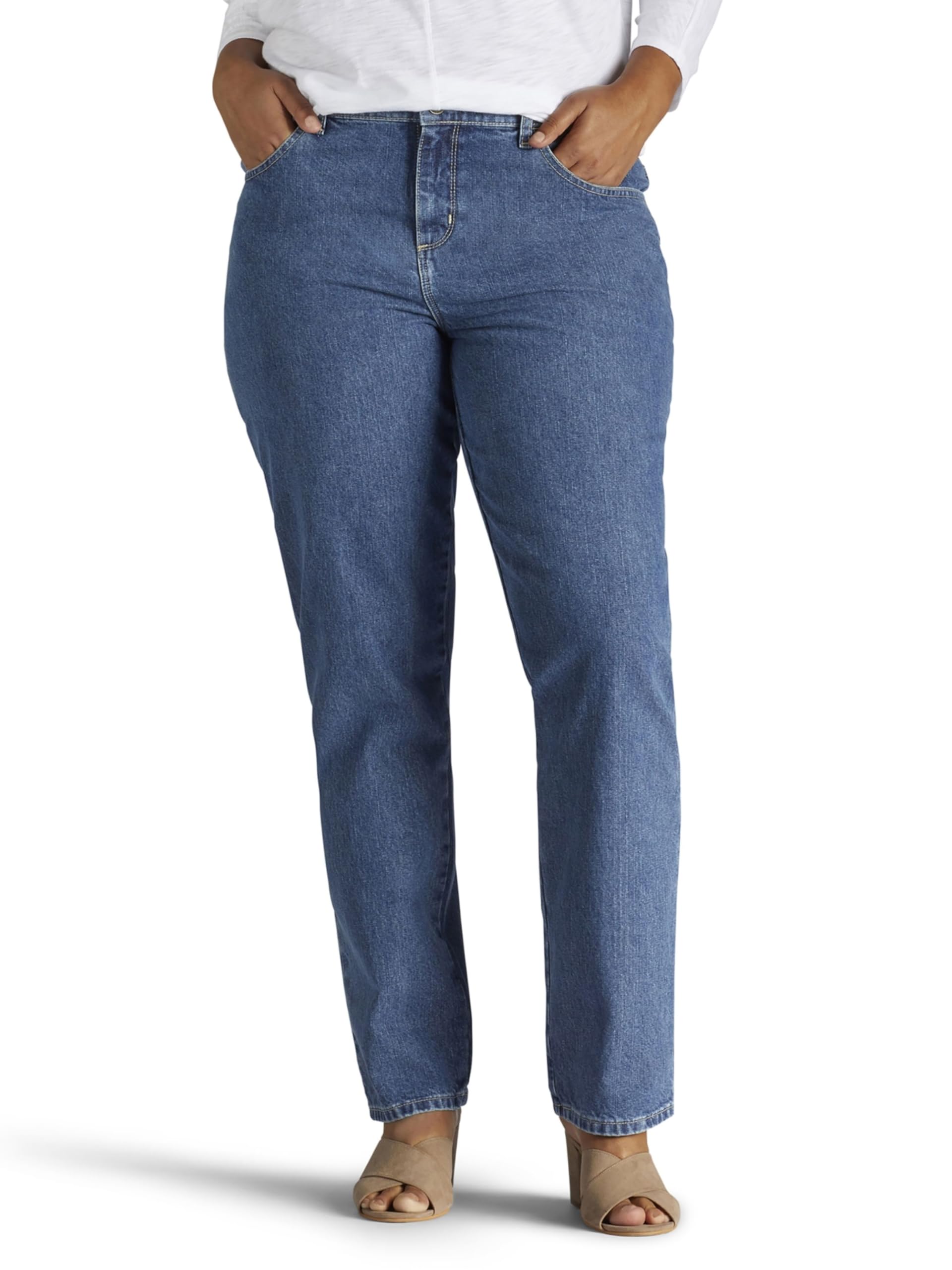 Lee Women's Straight Leg Cotton Jeans with Relaxed Fit