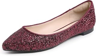 Feversole Shiny Sequins Ballet Flats Colourful with Memory Foam Cushion for Women Macaroons